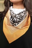 Leopard & Tile Border Triangle Silk Neckerchief Dijon